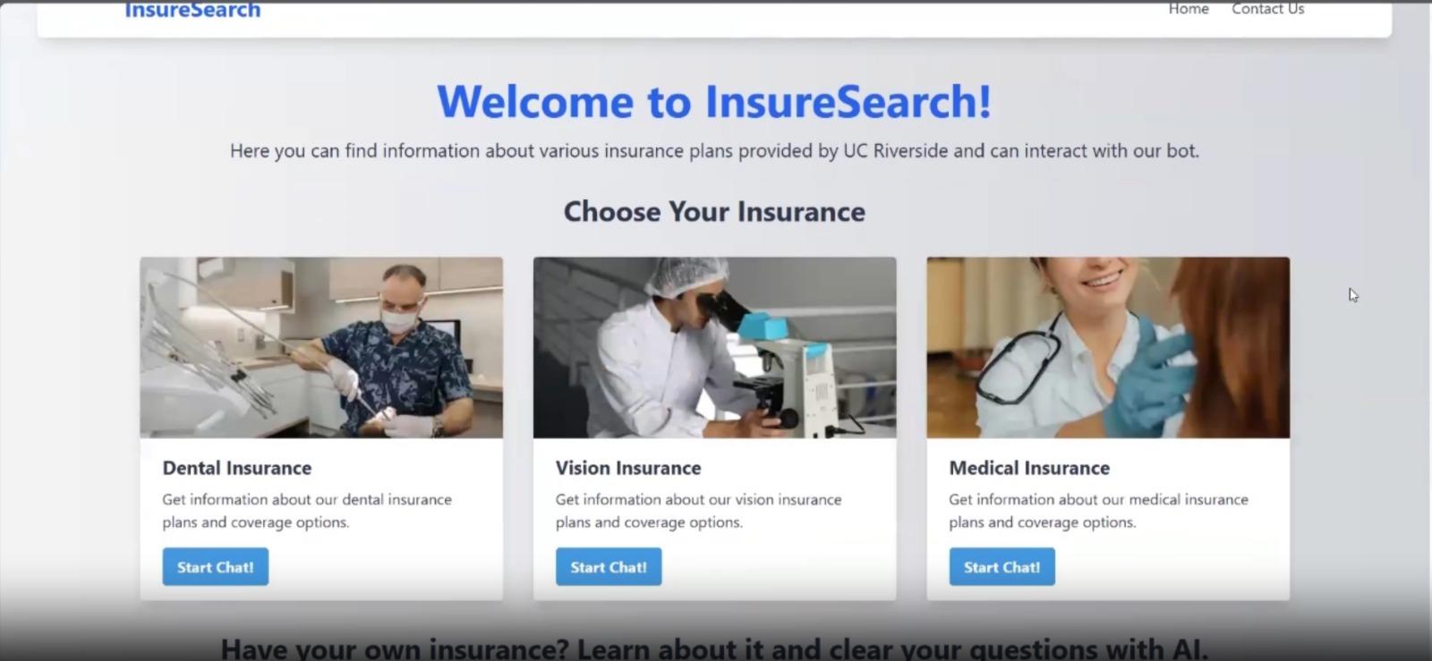 InsureSearch: RAG Chatbot screenshot
